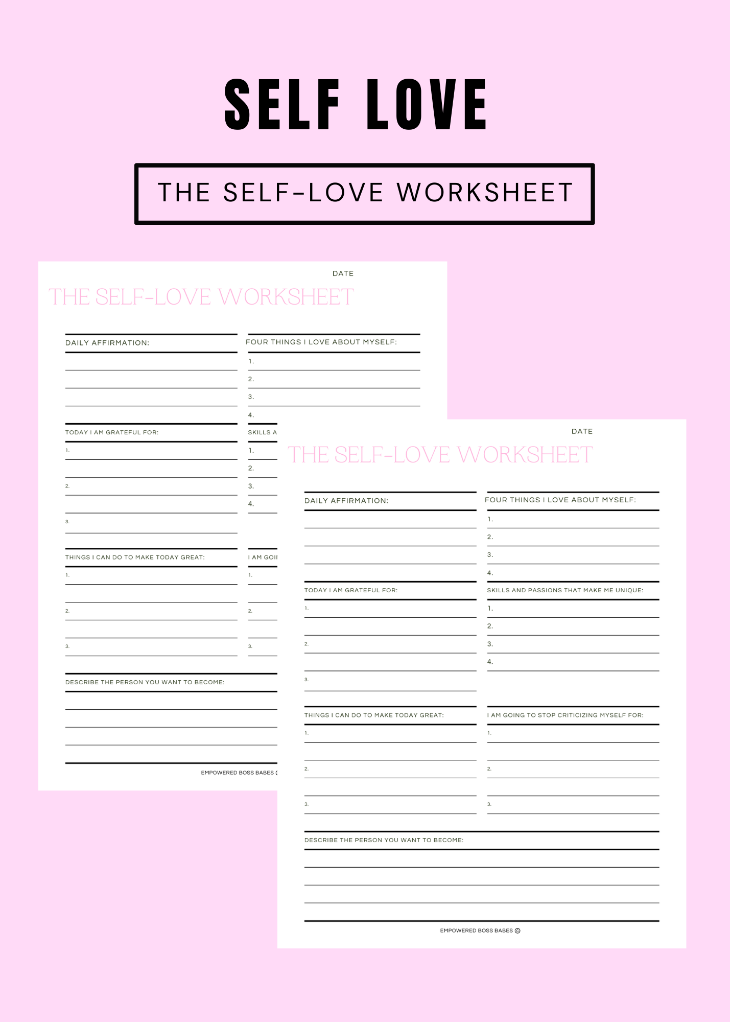 Self Love Worksheet